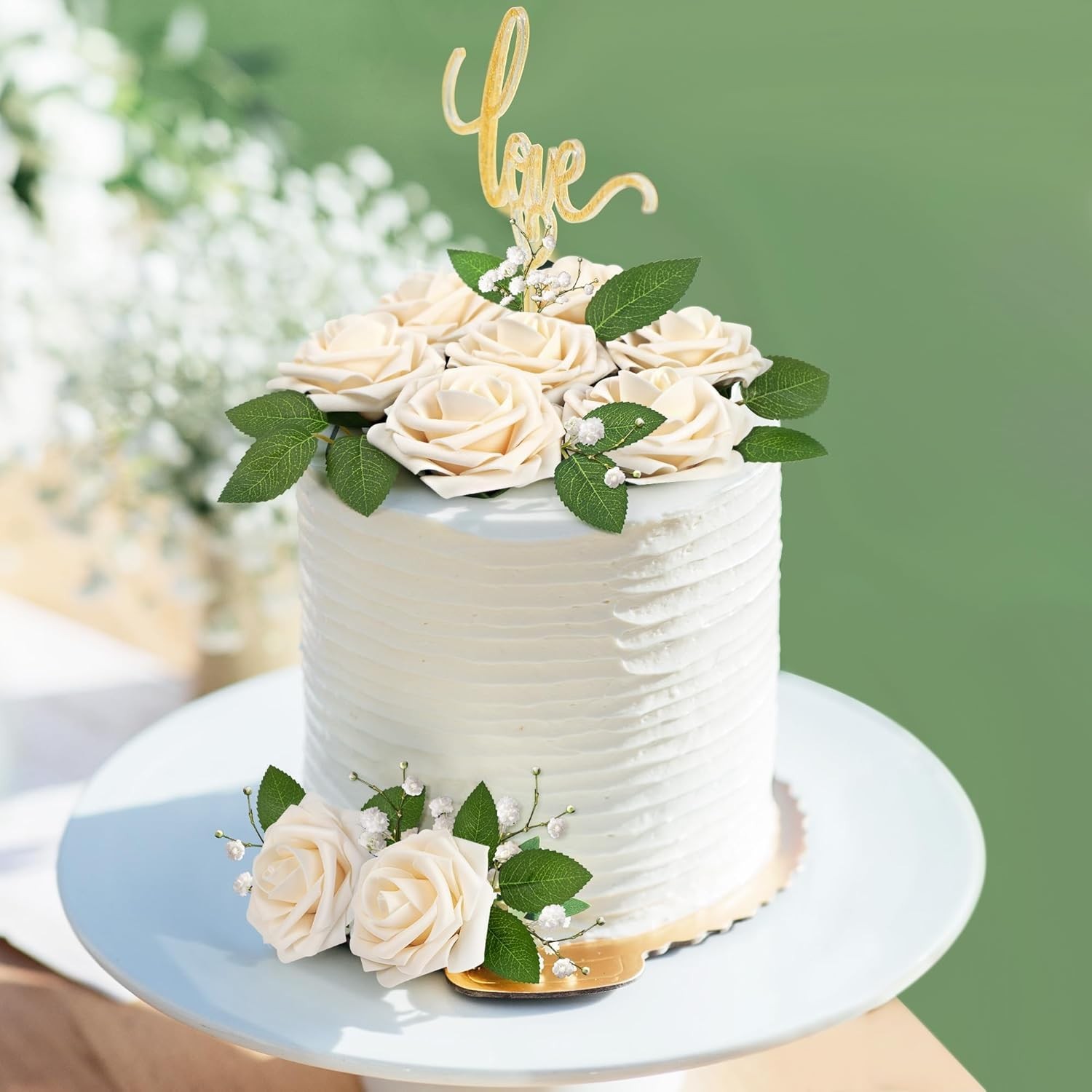 50Pcs Flores Artificiales Rosas Grandes Matrimonio Regalo Novia Para Decoracion
