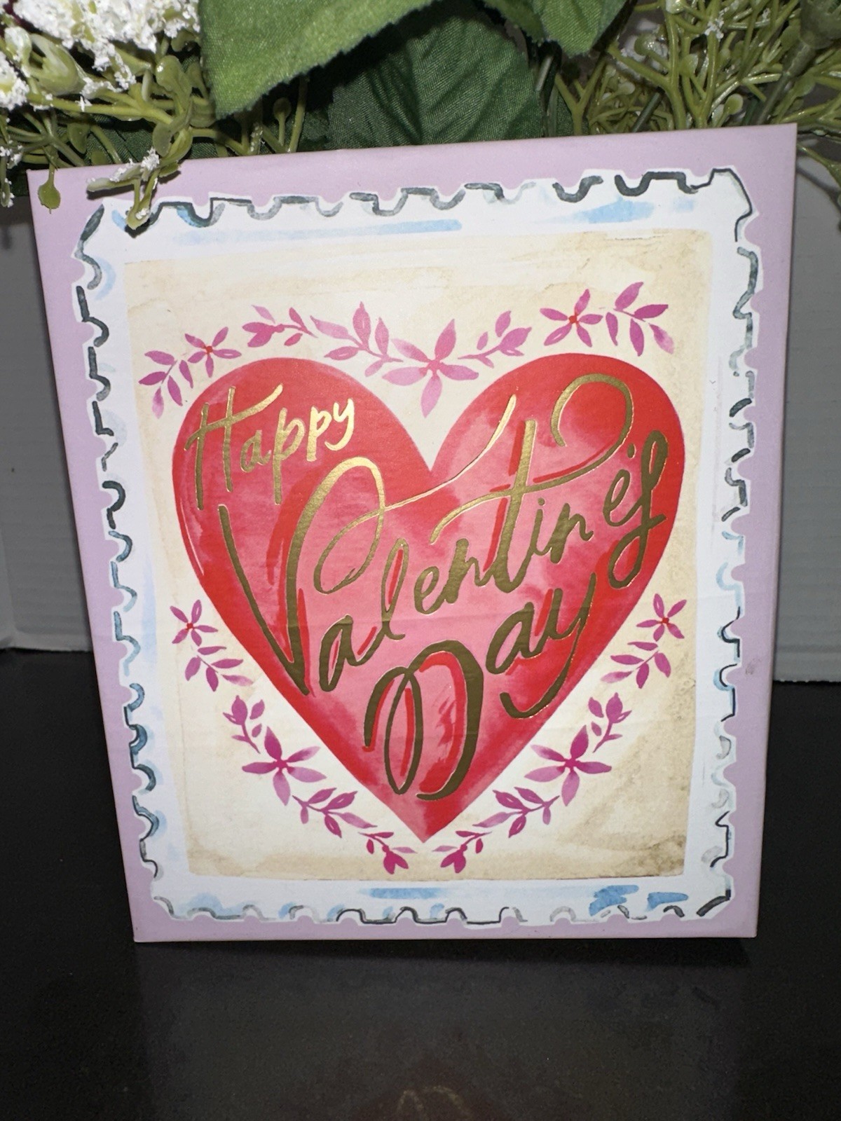 Valentine’s Day Floral Arrangement Pink & White Roses w/Baby’s Breath 12.5” x 10