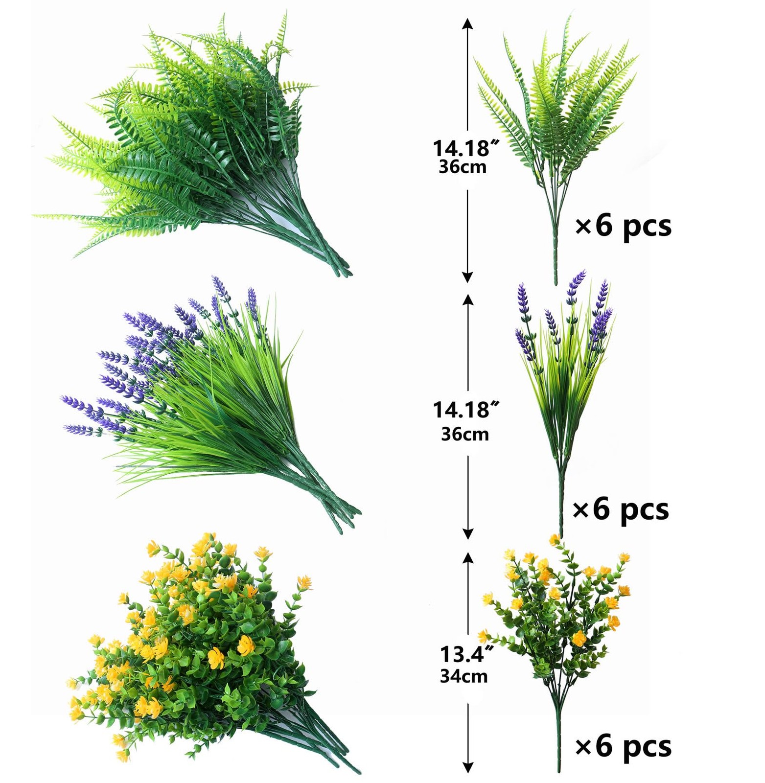 18PCS Outdoor Artificial Plants Flowers Bulk, UV Resistant Fake Monkey Grass …