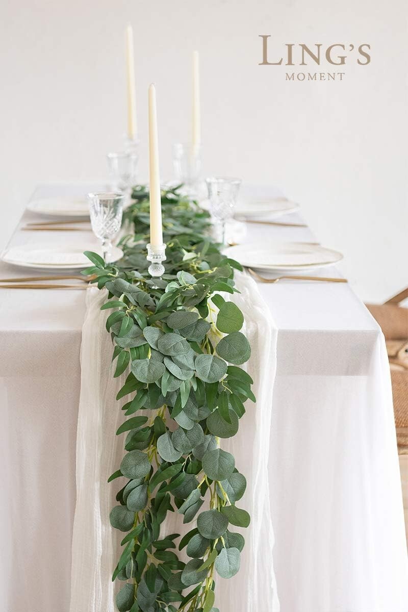 Artificial Eucalyptus and Willow Garland, 6 FT Fake Vine Greenery Leaves