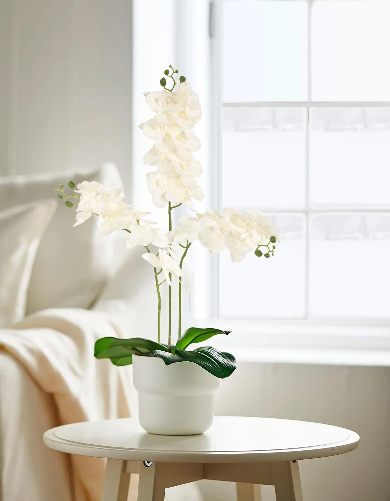 Orchids Artificial Flowers 6PCS Silk Orchids 35″ Fake Orchid Stems Artificial…