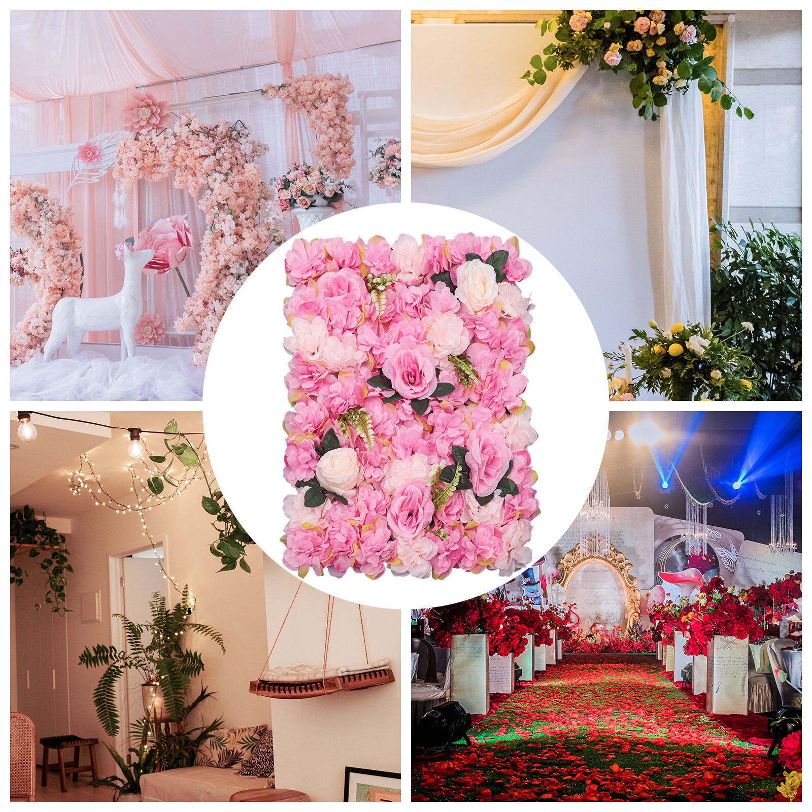 23.6×15.7 inch, 12* Artificial Flower Wall Panels for Wedding Backdrops Decor