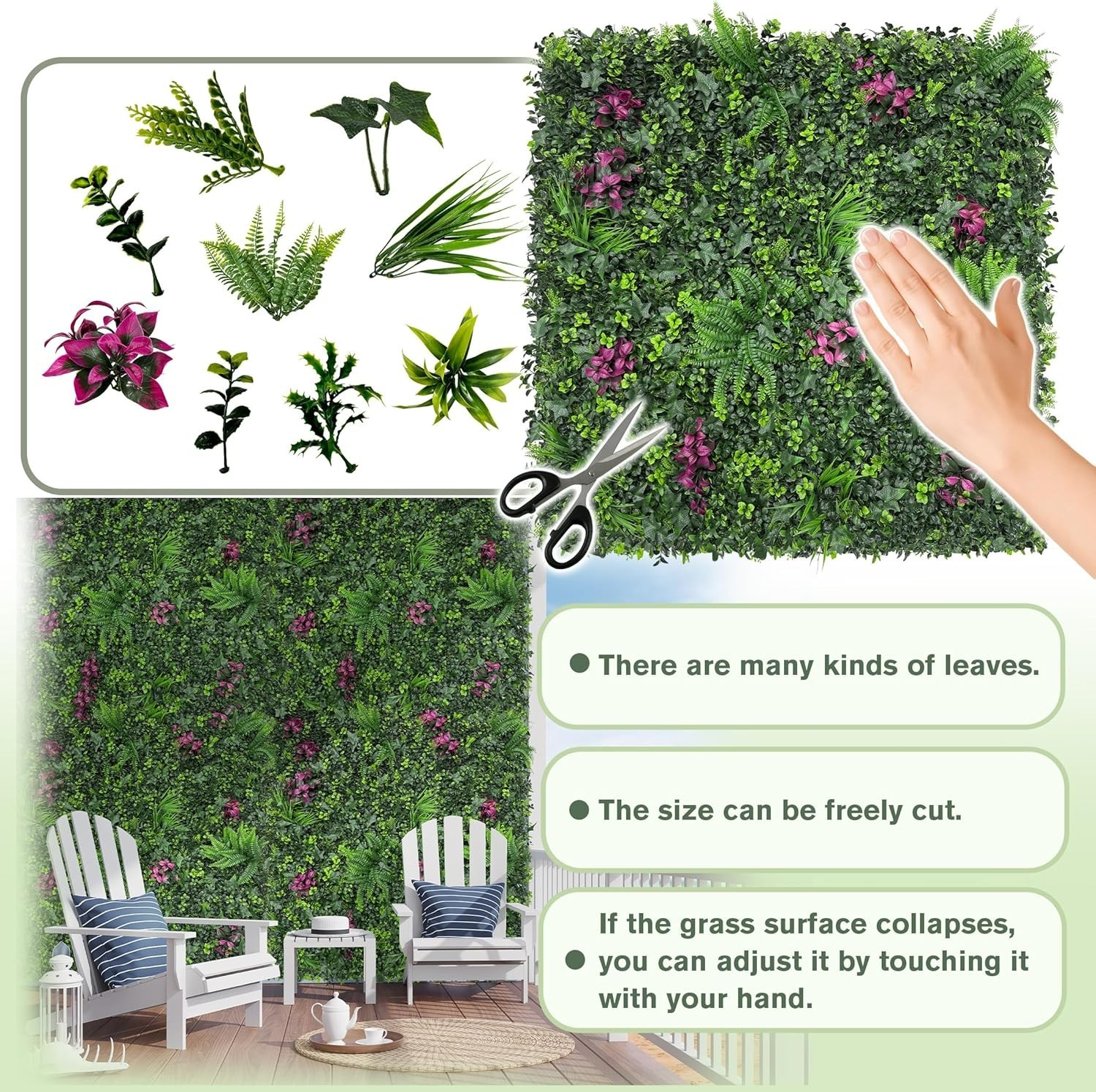 Lifelike 3D Greenery Wall Panel – 40″x120″ Artificial Hedge for Any Space