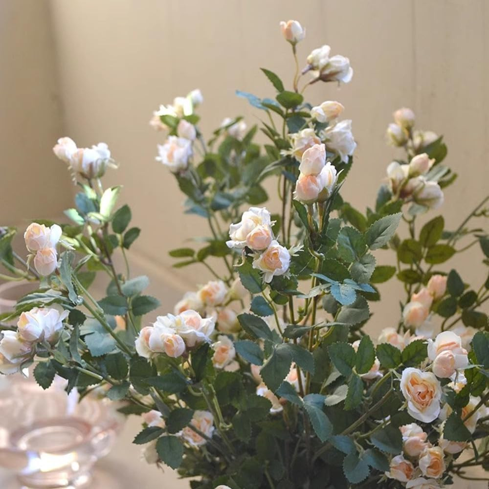29″ White Artificial Roses – 6 Pcs Faux Flowers for Home & Office Décor