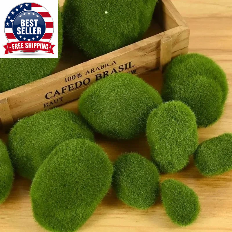 10Pcs Artificial Moss Stone Green Moss Balls Moss Rocks DIY Micro Landscape Flow