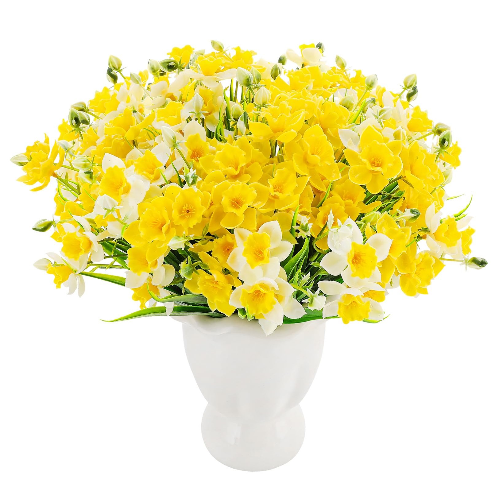 12 Pack Artificial Daffodils Fake Silk Narcissus Flowers UV Resistant Indoor …