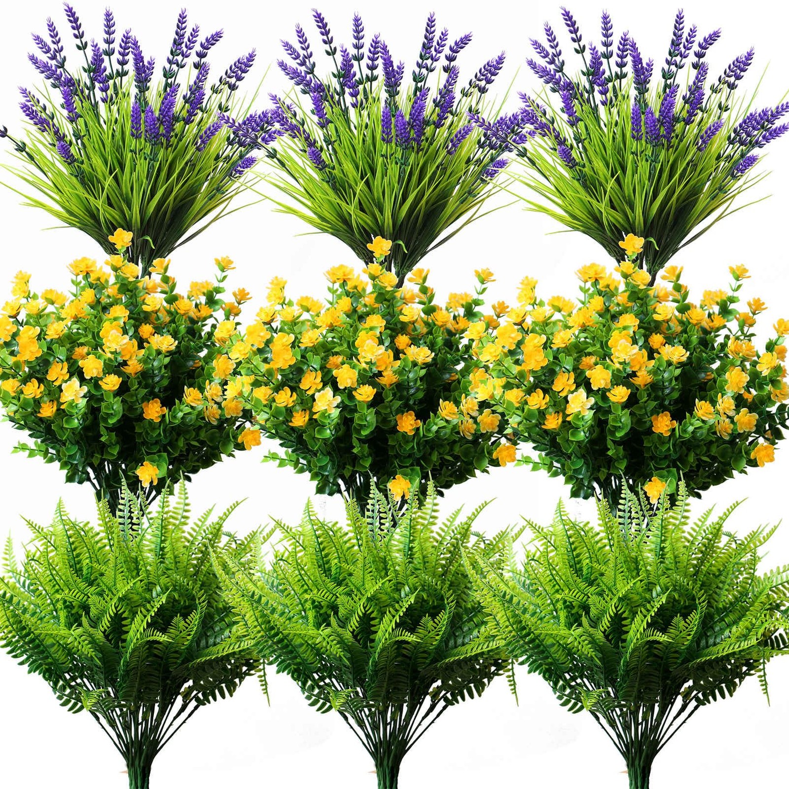 18PCS Outdoor Artificial Plants Flowers Bulk, UV Resistant Fake Monkey Grass …