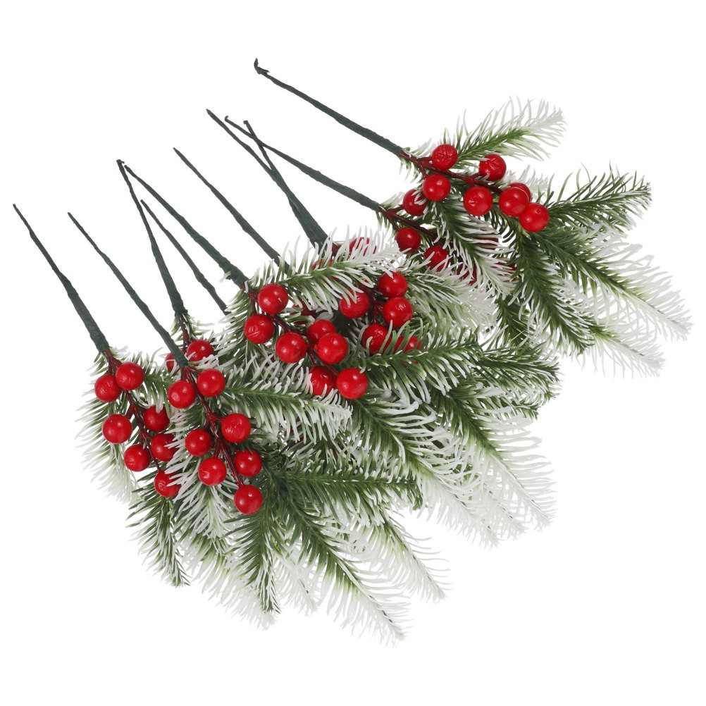 10Pcs Reusable Artificial Christmas Berry Stems Assorted Color Decor Branches