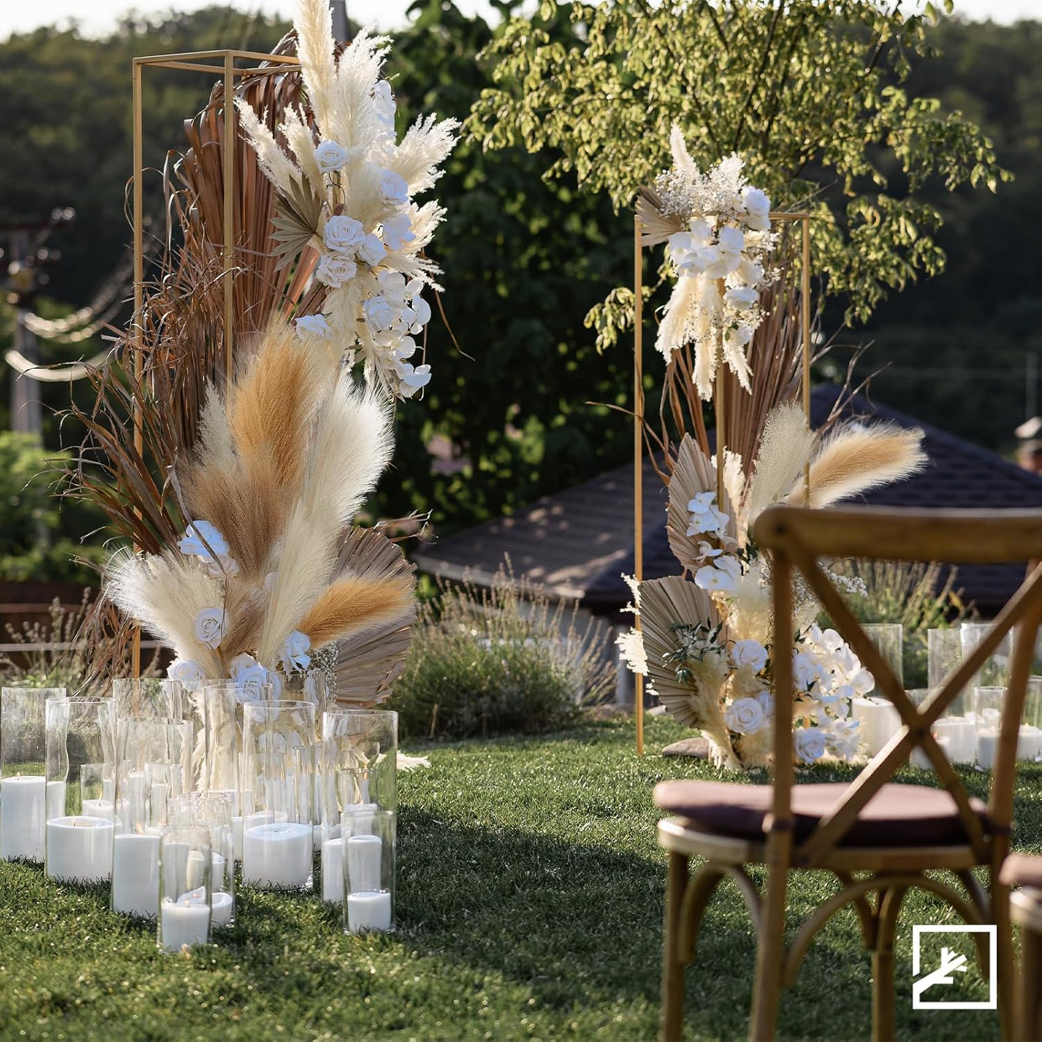 6-Pcs 17″ Pampas Grass Faux Pompas Fluffy 17in 6pcs Beige & Brown & Taupe