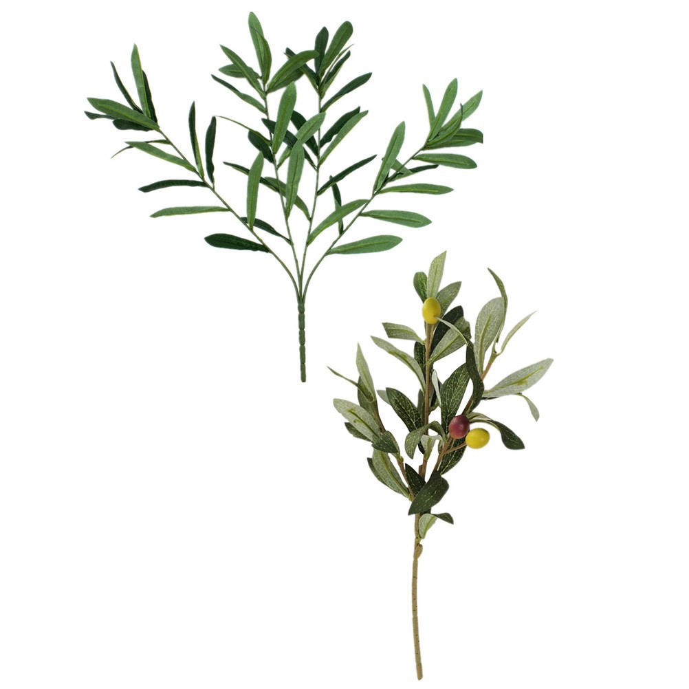 2Pcs Wear Resistant Plastic Olive Branch Decorative Plants for Office and Home