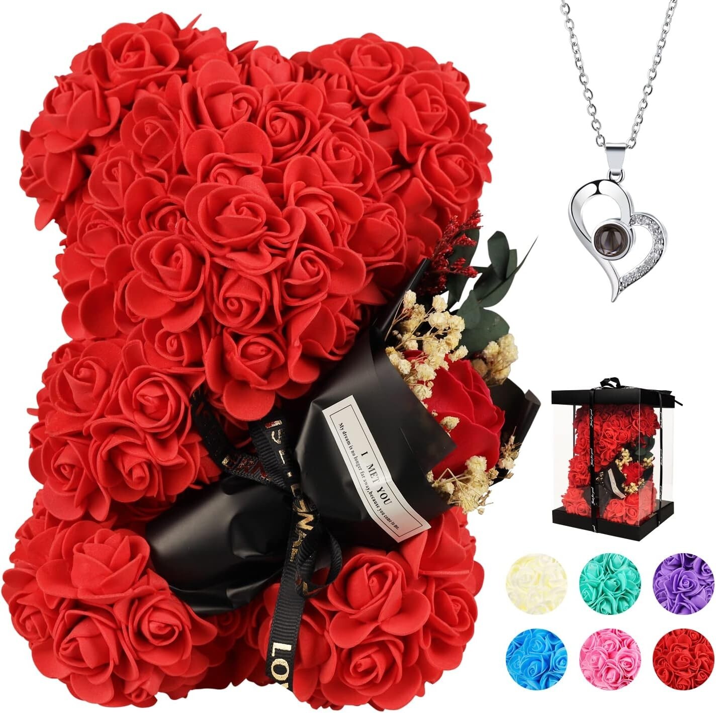 ❤️ Valentine’s Day Special Teddy Rose Bear Gift Roses Romantic Present for Her🧸