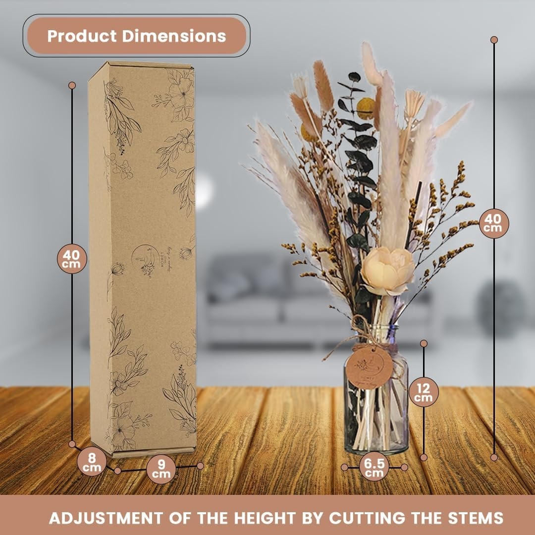 Homey Breeze Natural Dried Pampas Grass Decor with Vase – 15 Inches 23 Pcs 10…