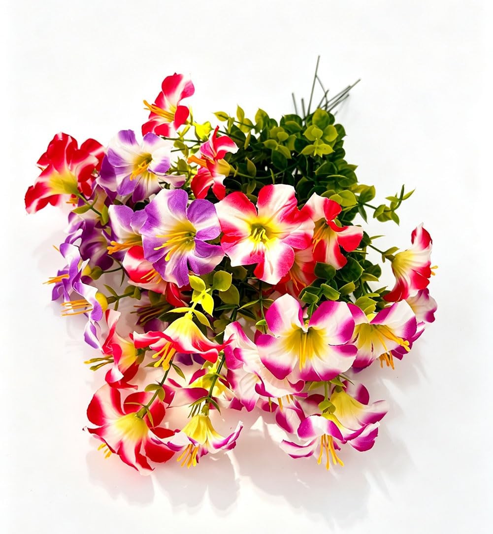 12 Bundles Artificial Colorful Morning Glory Flowers Fake Trumpet Silk Flower…
