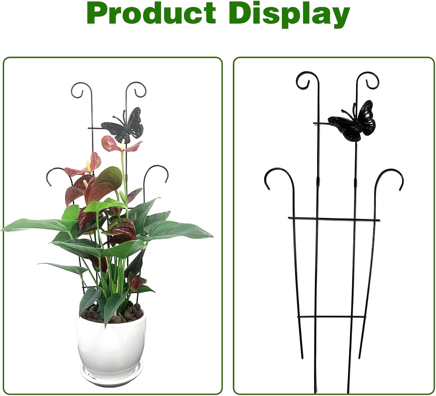 2PCS 23″ Metal Plant Trellis for Indoor Outdoor Climbing Plants
