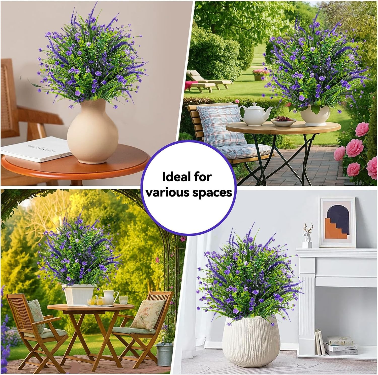 Artificial Topiary Ball Trees 15.7in UV-Resistant Faux Shrubs Garden Decor Pu…