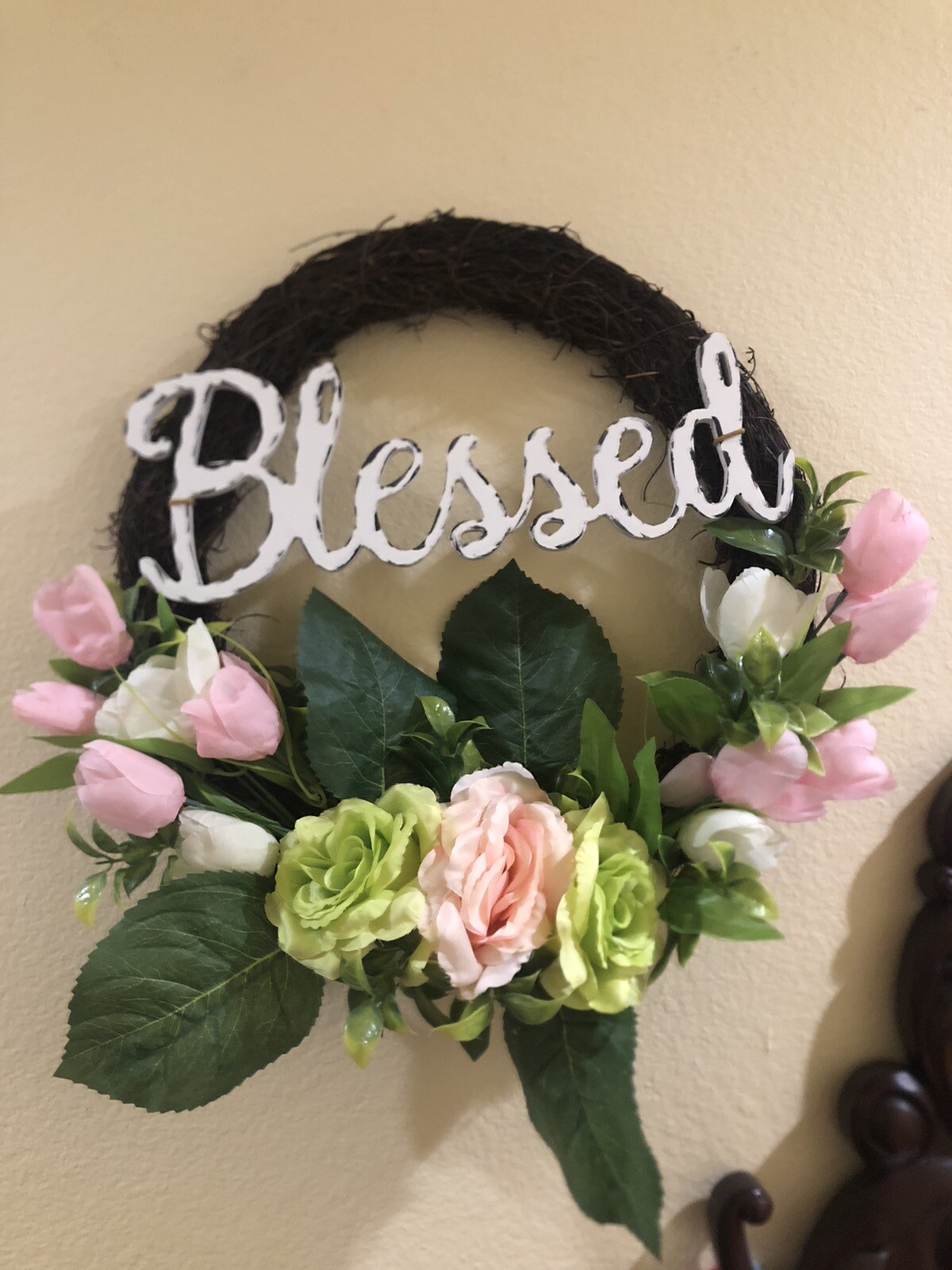 BLESSED WREATH~Wood Branches Home Decoration Wall 16”