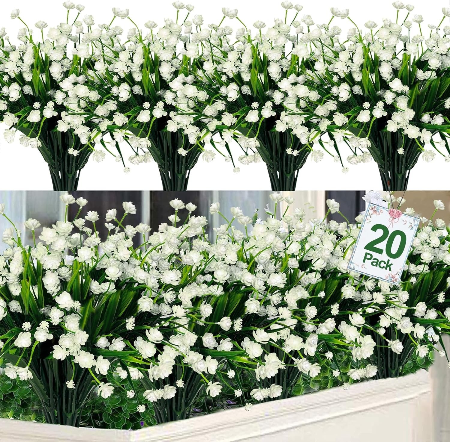 Waterproof & Fade-Proof 20 Bundles Artificial Flowers for Gardens and Funerals