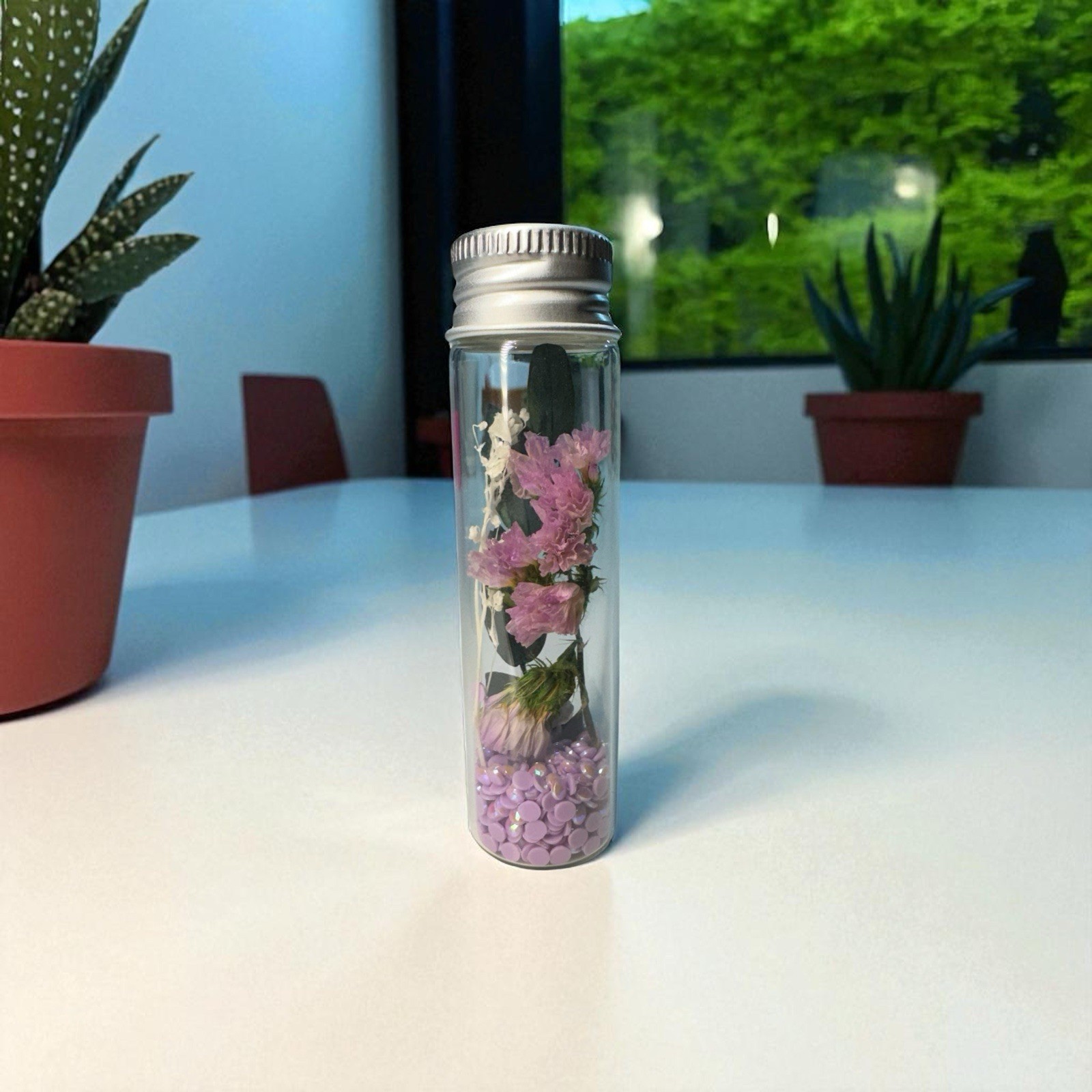 Dried lavender flower With A Touch Of White Dried Flower And Eucalyptus Leaf