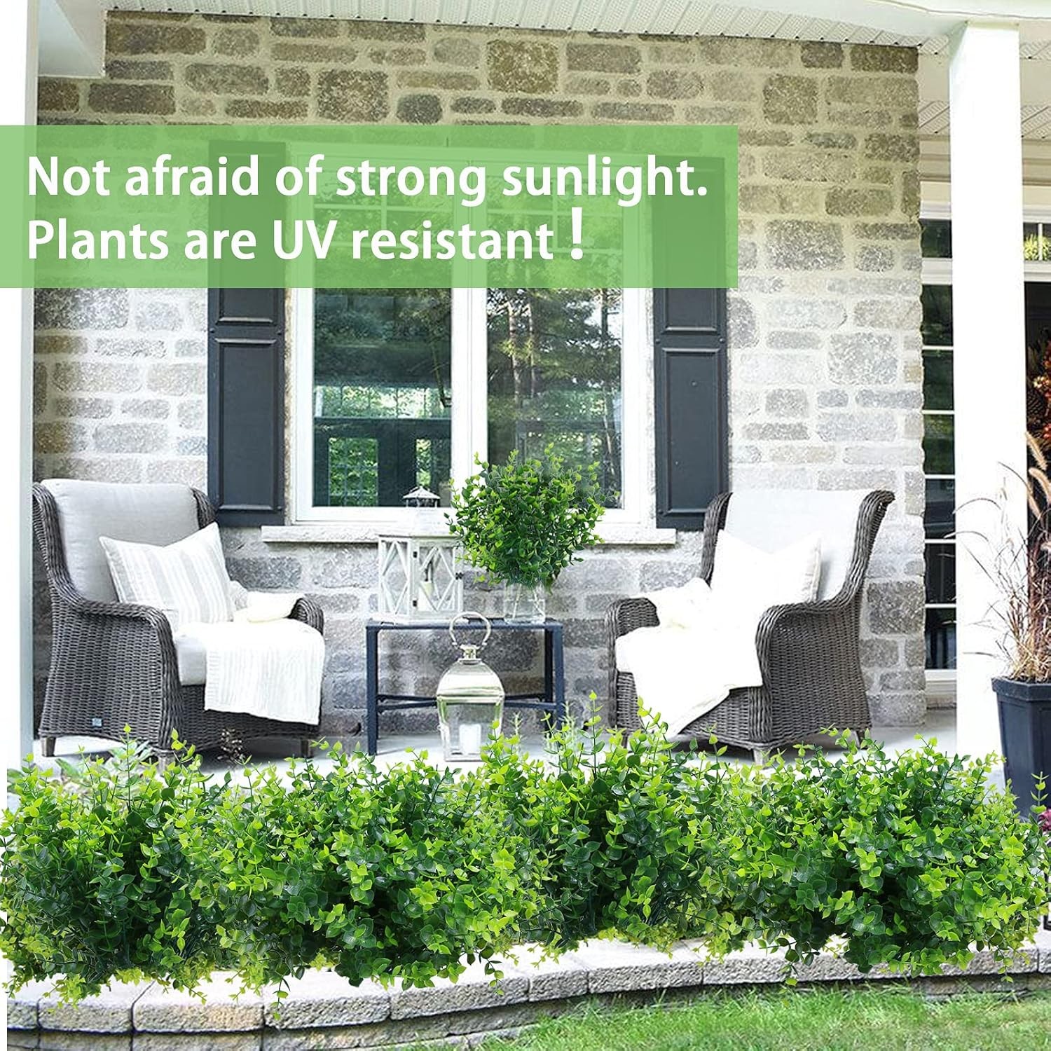 10 Pack Artificial Boxwood Stems Outdoors Unfading in The Sun Plastic Faux