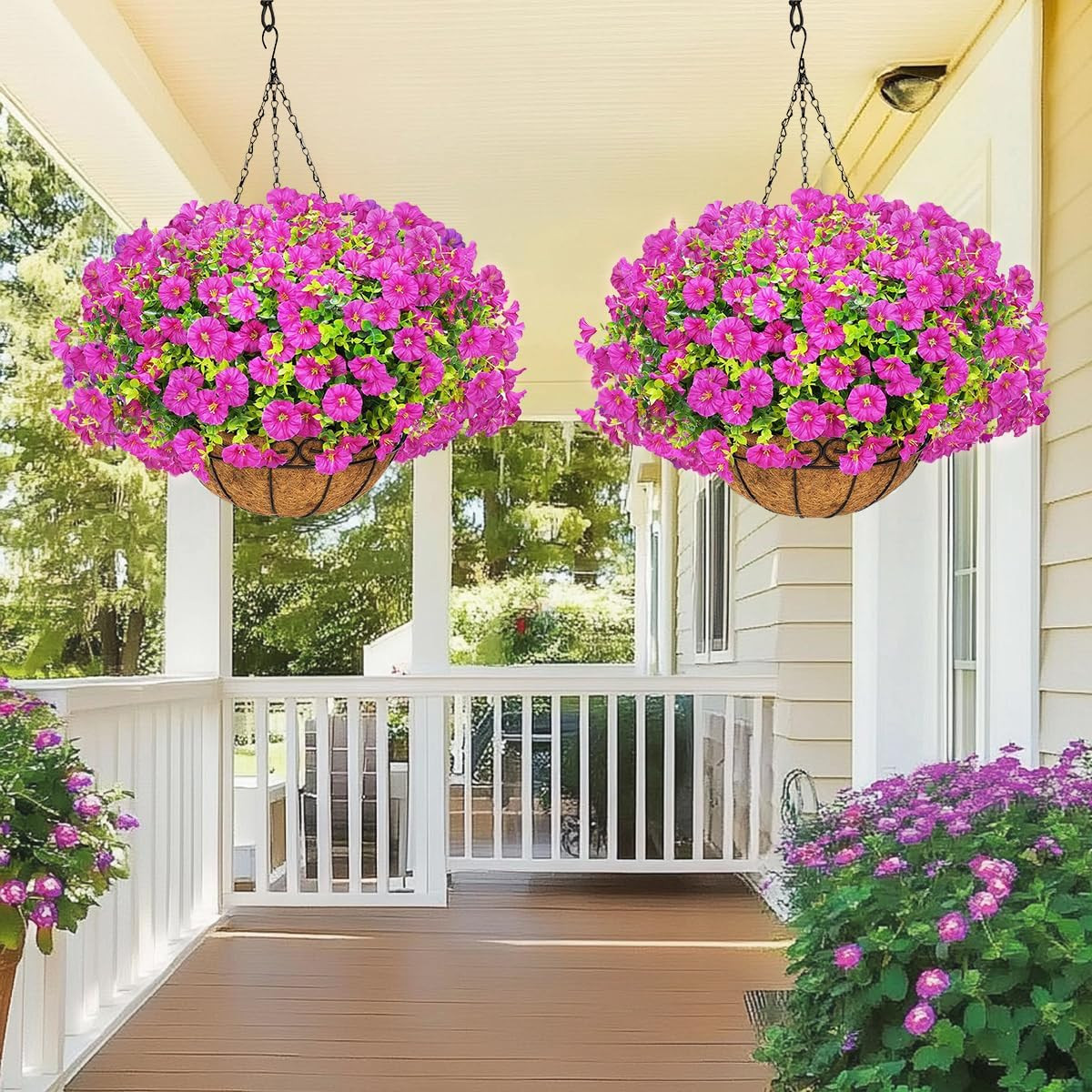 UV Resistant Faux Silk Morning Glory Hanging Flowers for Outdoor Decor