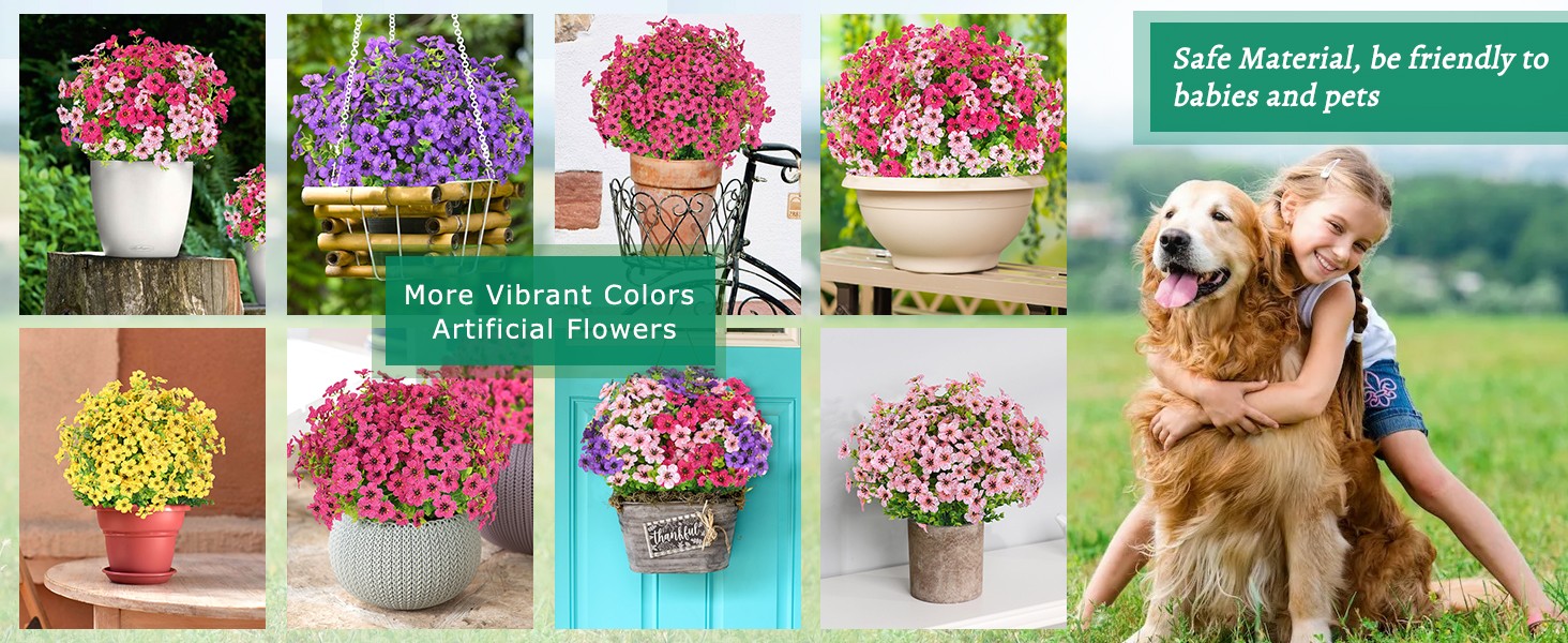 Artificial Flowers for Outdoors, 18 Bundles Artificial Plants & Flowers Outdoor,
