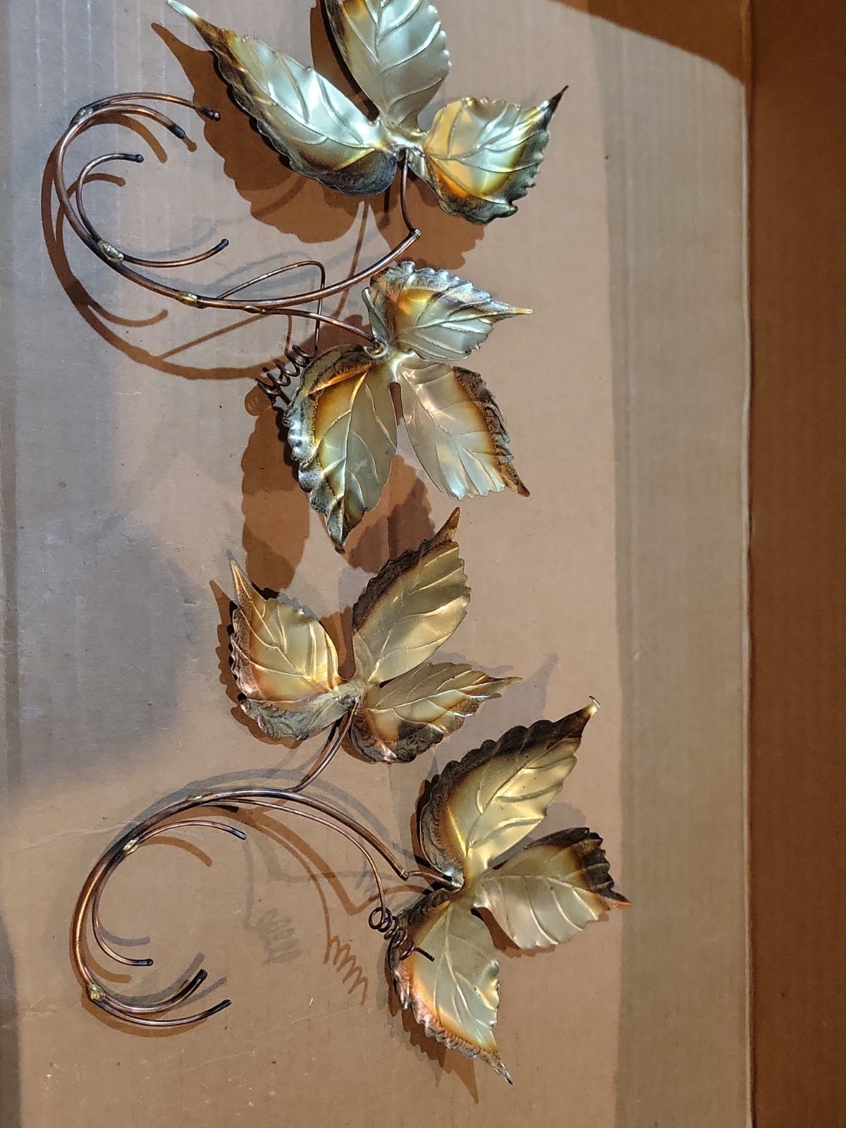 Vintage Metallic Leaves Decor Set Home MCM Home Interiors Homco Ivy Brass