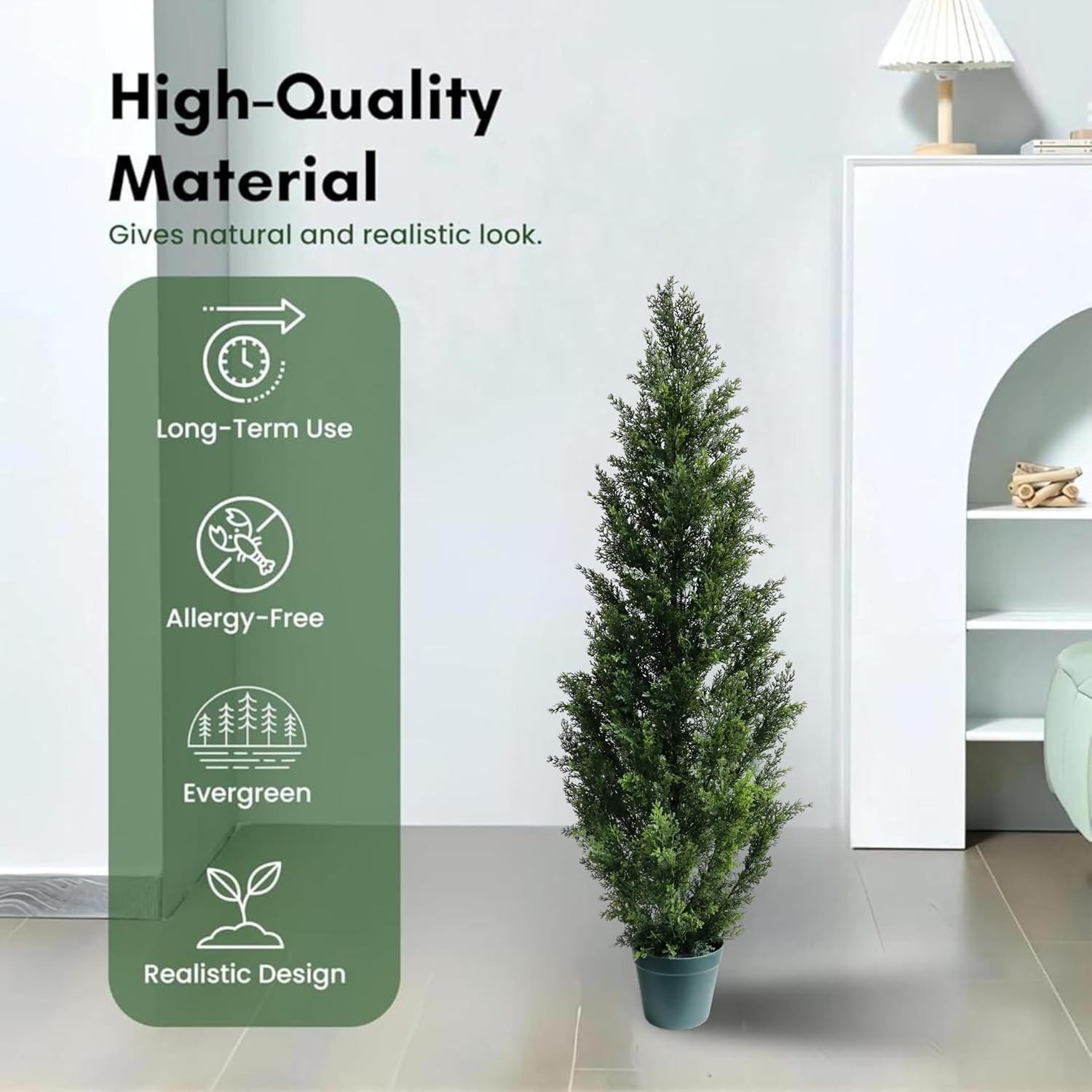 4 Feet Outdoor Artificial Topiary Cedar Tree, Set of 2 UV Resistant Potted Faux