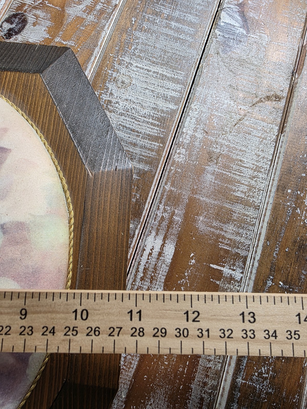 Vintage Oval Wooden Wall Art Plaque With Pink Roses, Convex Dome Shaped Beaded