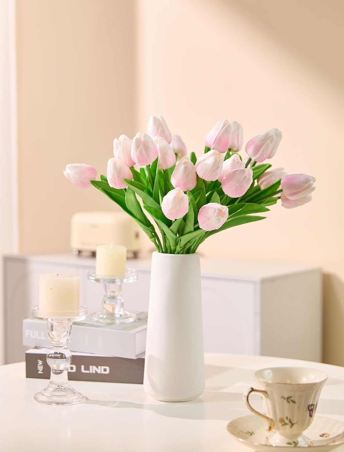 30 Pcs Tulips Artificial Flowers Fake Pink Flowers Latex Tulips Real Touch 13″ S