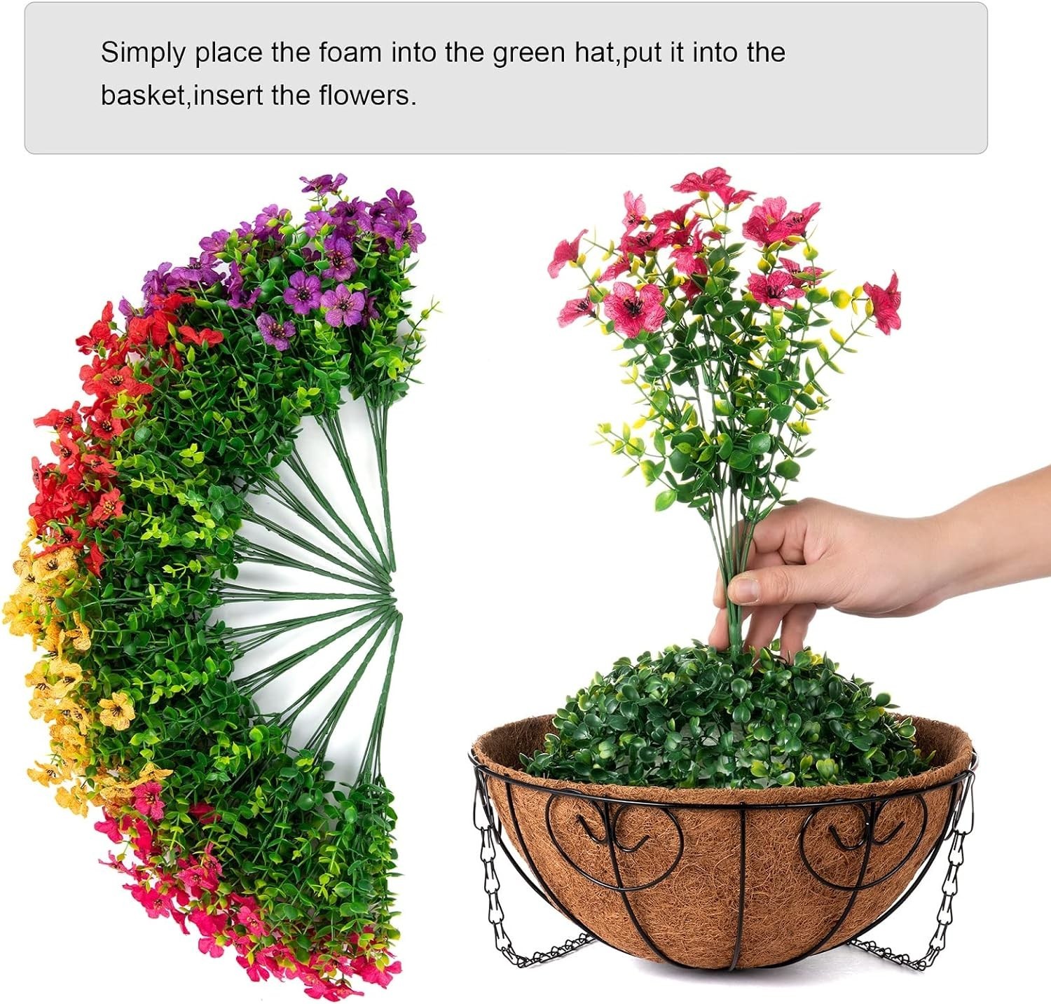 Chic Rattan Hanging Basket with Lifesize Faux Daisy Flowers for Outdoor Elegance