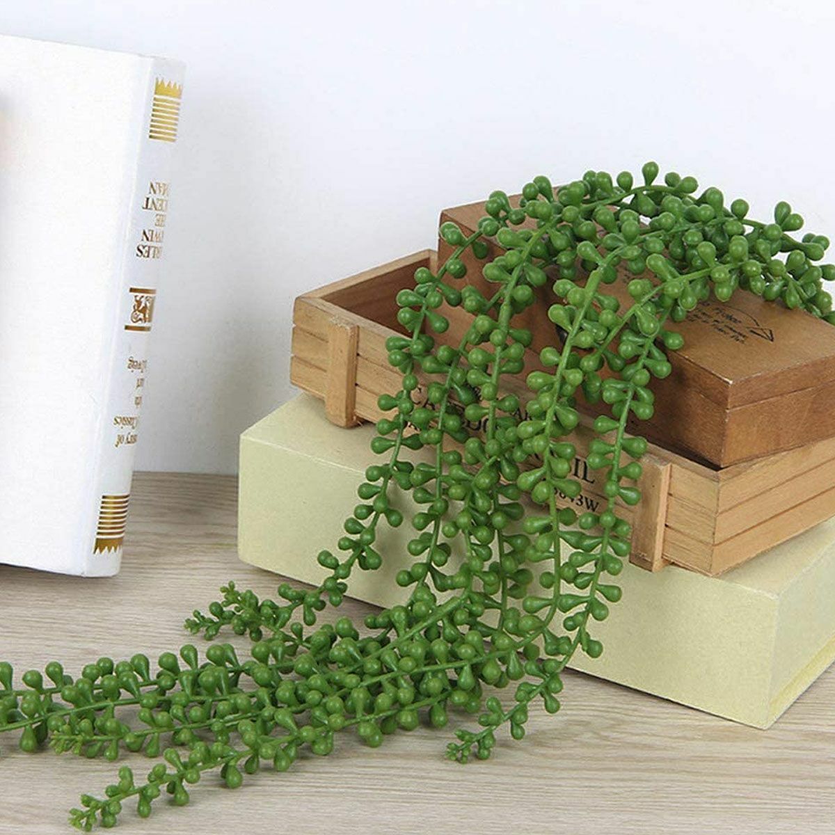 Artificial Hanging Plant Fake Vine Ivy Succulents String of Pearls Home Decor US