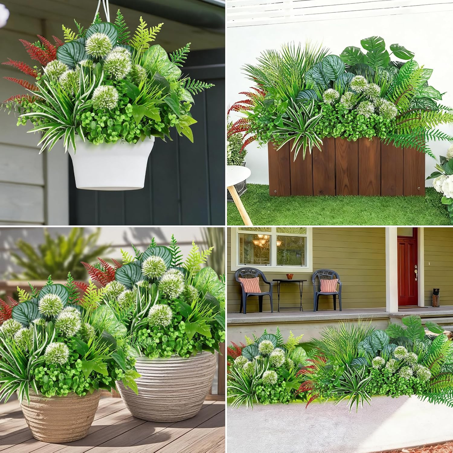 20PCS UV Resistant Artificial Greenery Plants for Outdoor Decor