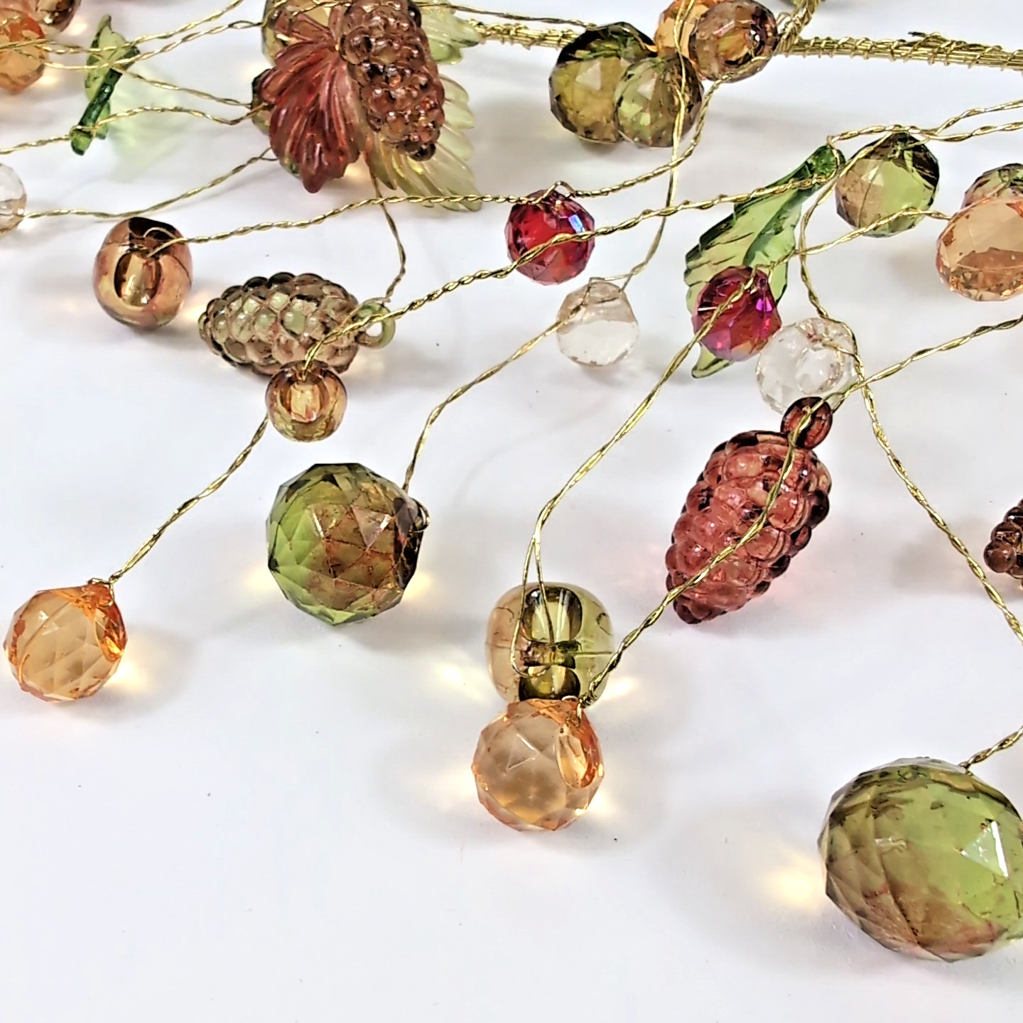 3 Handmade Garland Decor Acrylic Beads Grapes Berries Leaves Autumn Patio Decor