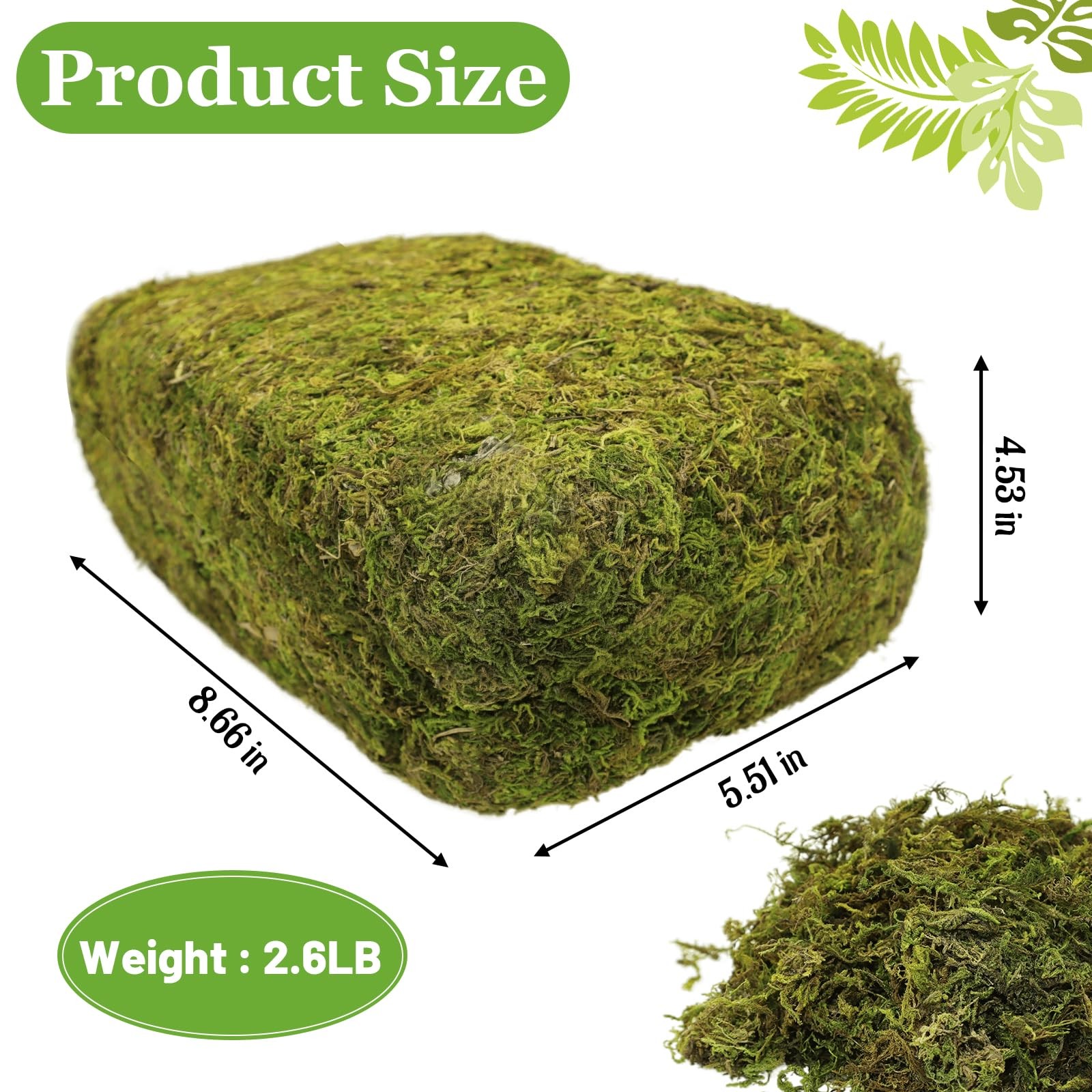2.6 lbs Fresh Forest Green Artificial Fake Moss For Potted Plants Indoor Hub