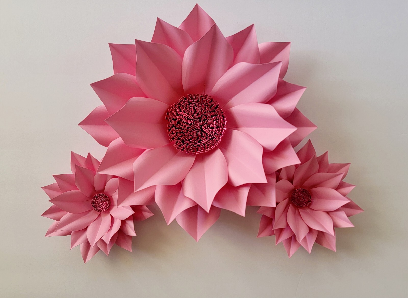 3D Paper Flower Wall Decor Set Of 3 (Bubblegum)