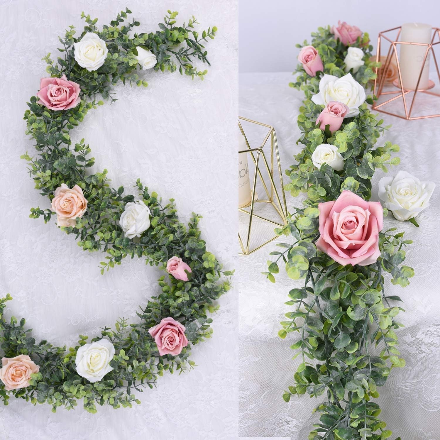 Set of 6 UV-Protected Faux Eucalyptus Garlands – 5.9 Feet Each for Wedding Decor