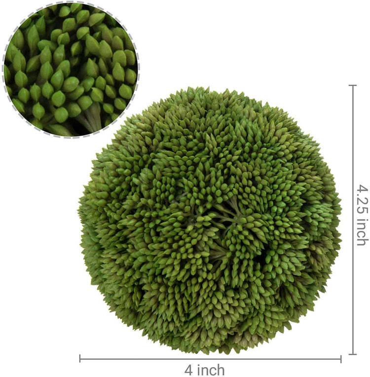 4-Inch Green Boxwood Ball Topiary, Foliage Artificial Greenery, Set of 2