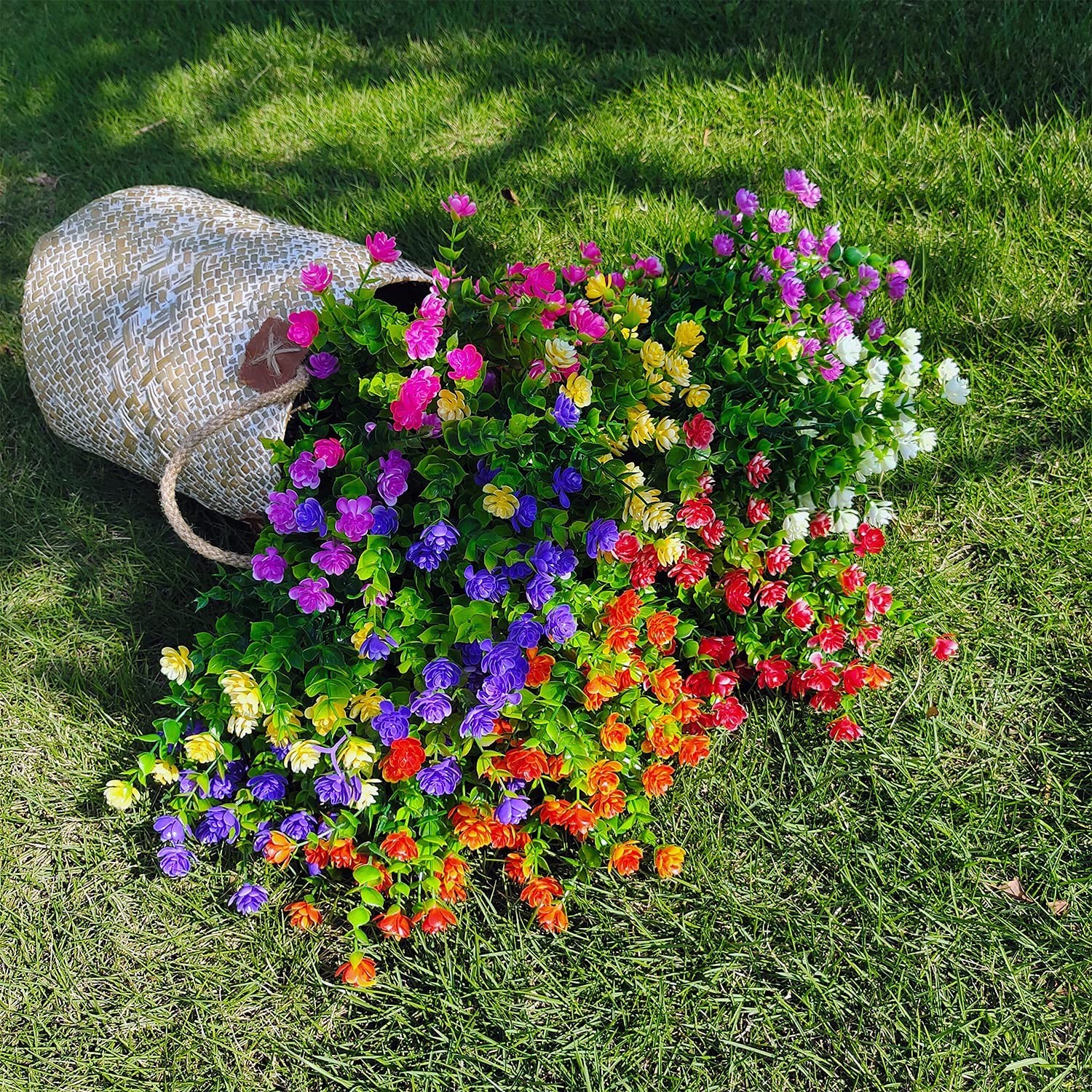 New Best WEAUSUP 21 Bundles Artificial Outdoor Flowers Fake Plants & Greenery PE