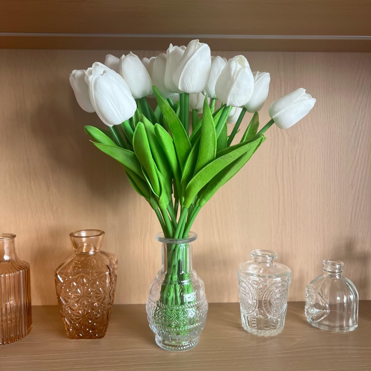 20Pcs Fake Tulips Artificial Flowers Real Touch 13.5″ PU Faux Flowers Tulip S…