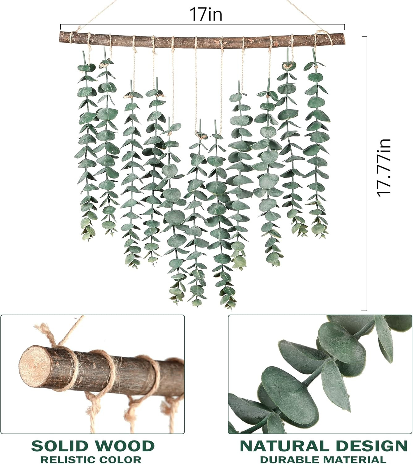 17.7’’Eucalyptus Wall Hanging Artificial Eucalyptus Plant Fake Greenery Vine …