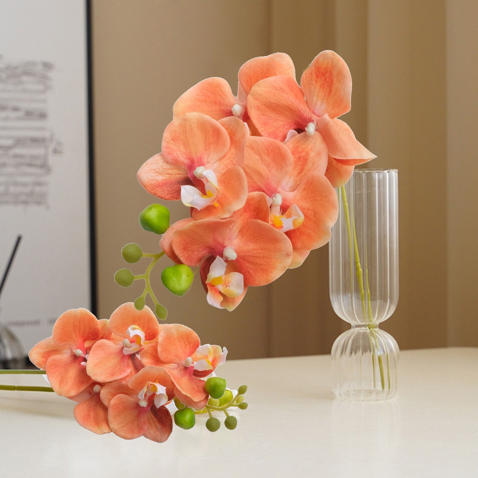 Delicate 17 7 inch Artificial Orchid Flowers Set of 4 Phalaenopsis Stems