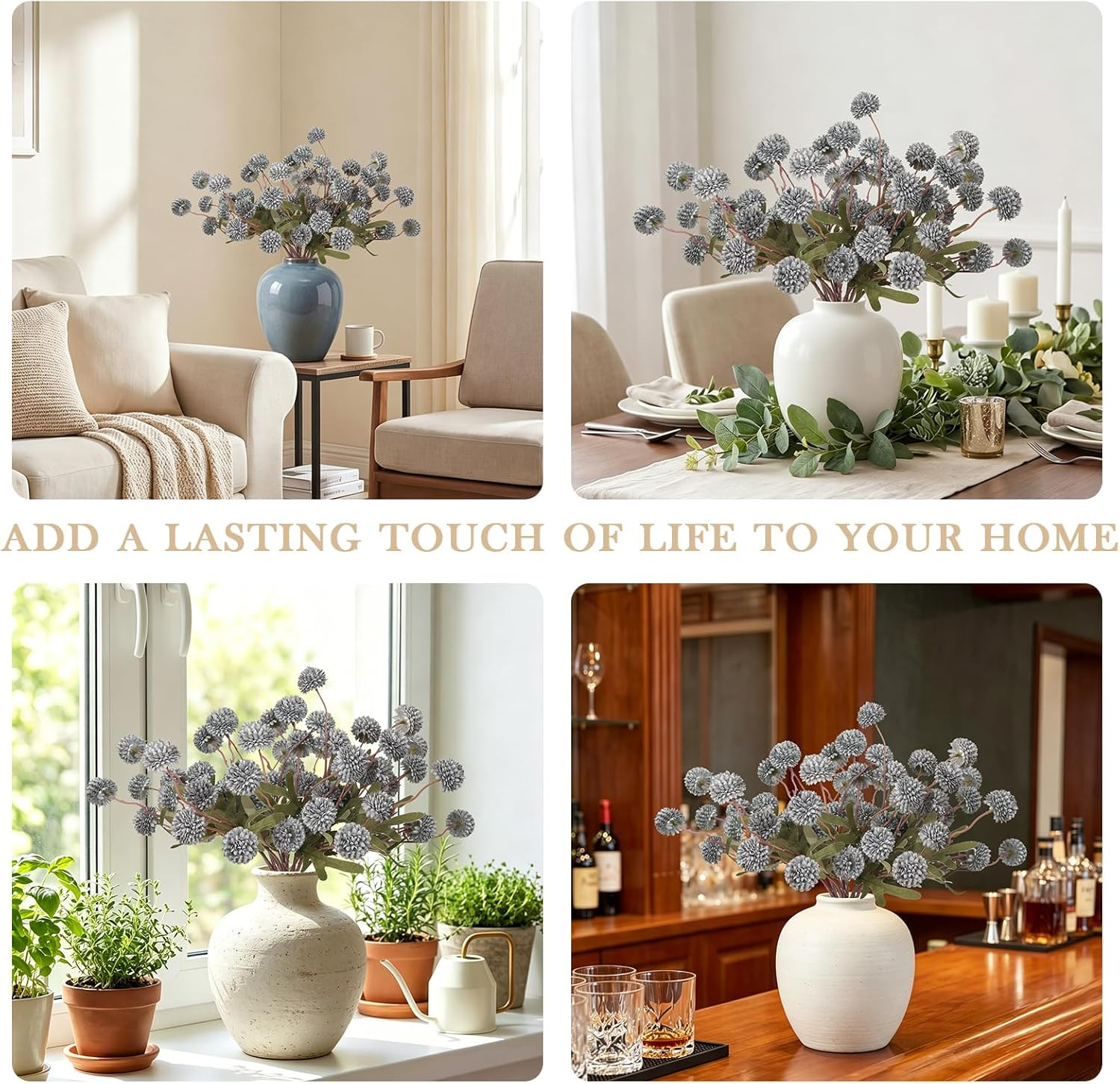6Pcs Spring Flowers Artificial Fake Flowers Bulbs Silk Faux Chrysanthemums Flore