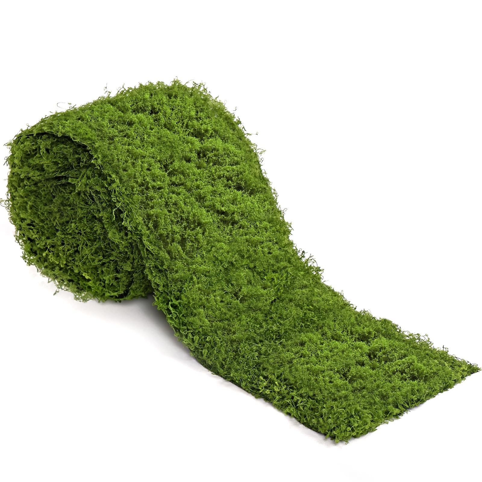 Artificial Moss Mat, 4″ x 47″ Light Green Fake Moss Roll for Crafts Table Run…