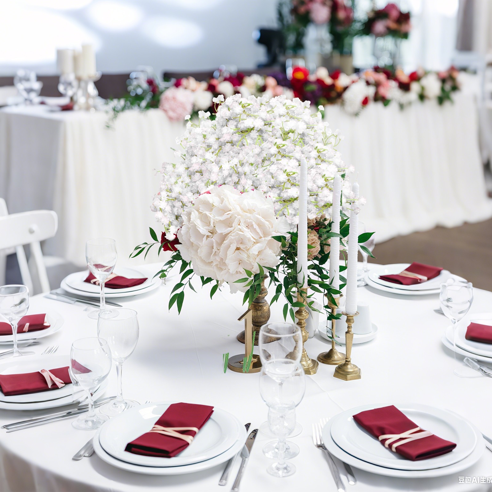 54Pcs Baby Breath Artificial Flowers Gypsophila Faux White Flowers Wedding Decor