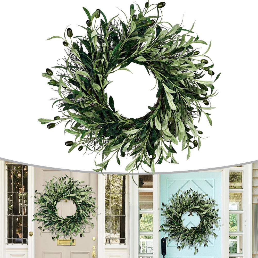 15.75” Olive Wreath: Elegant All-Season Decor for Home & Weddings