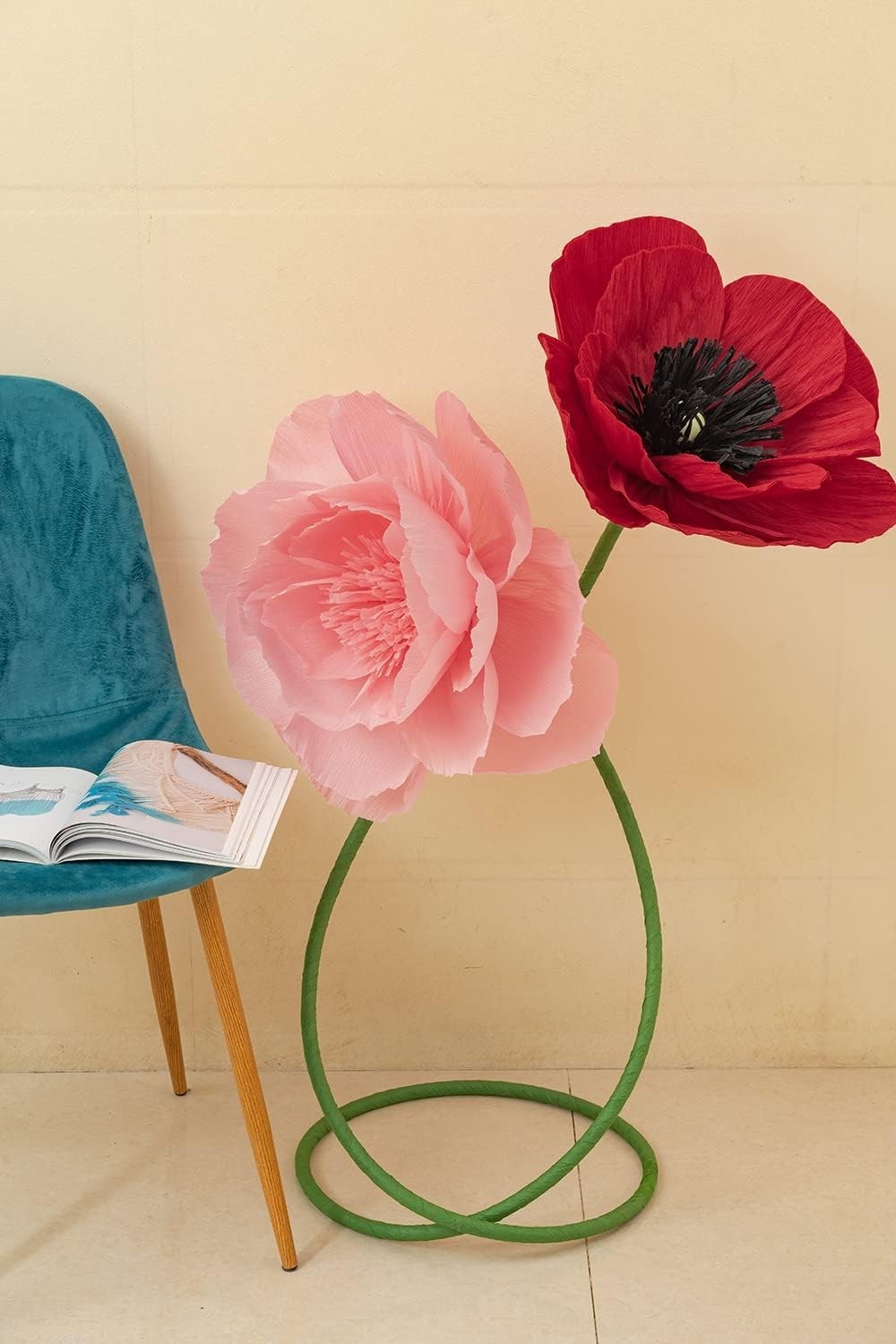 16″ 3D Paper Flower Decoration for Wall, Giant Large Handcrafted Paper Flower…