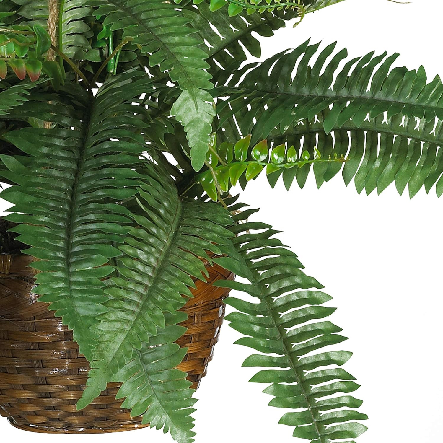 6599 18In. Boston Fern Artificial Plant in Hanging Basket, Green,29″ X 29″ X 18″