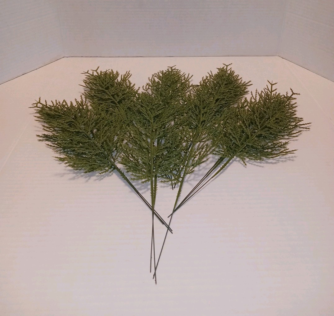 Artificial Cedar Faux Spray Branches Twig Picks Plastic Greenery x 20 Stems