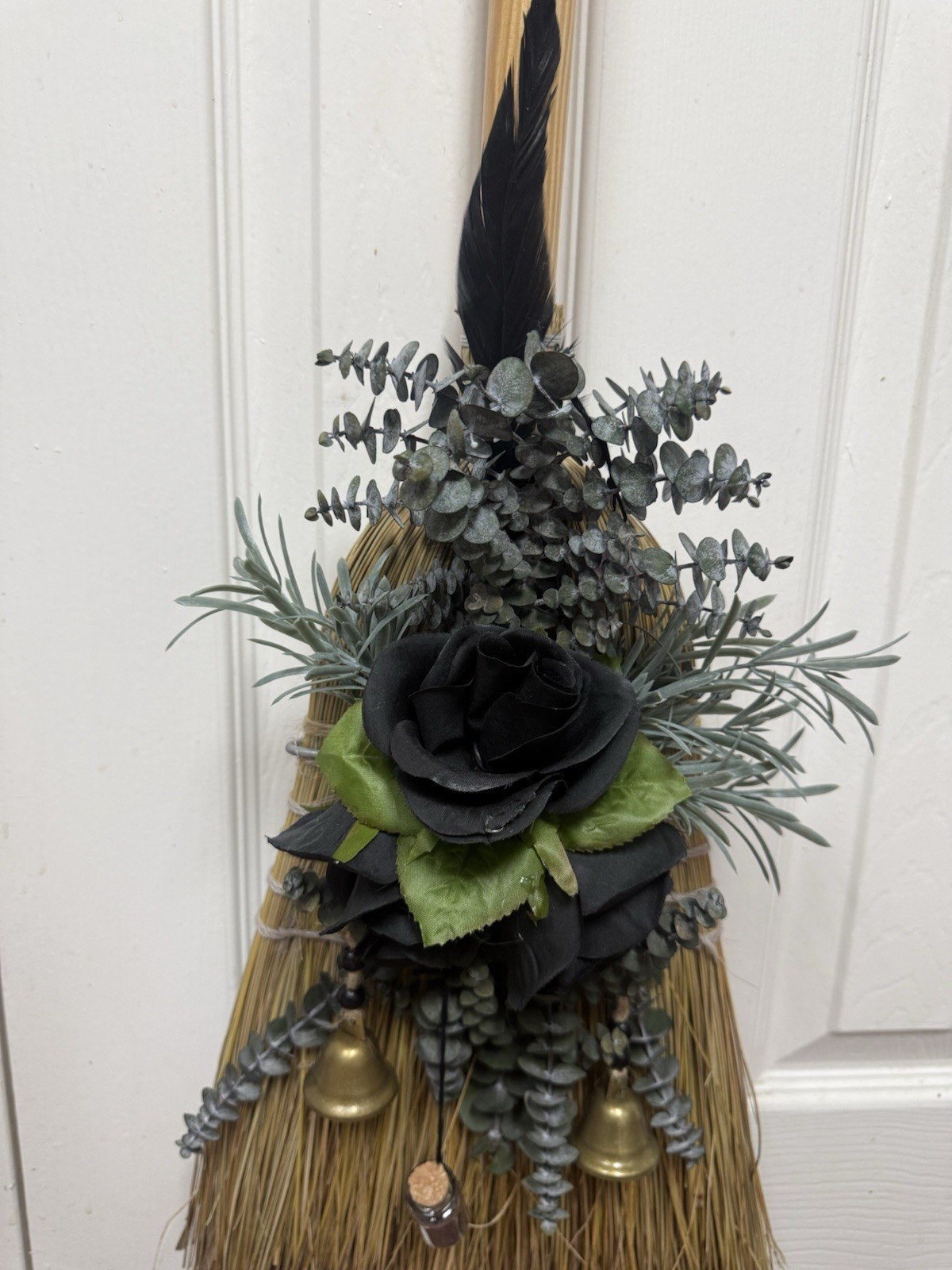 Full Size Straw Protection Broom and Witch Hat