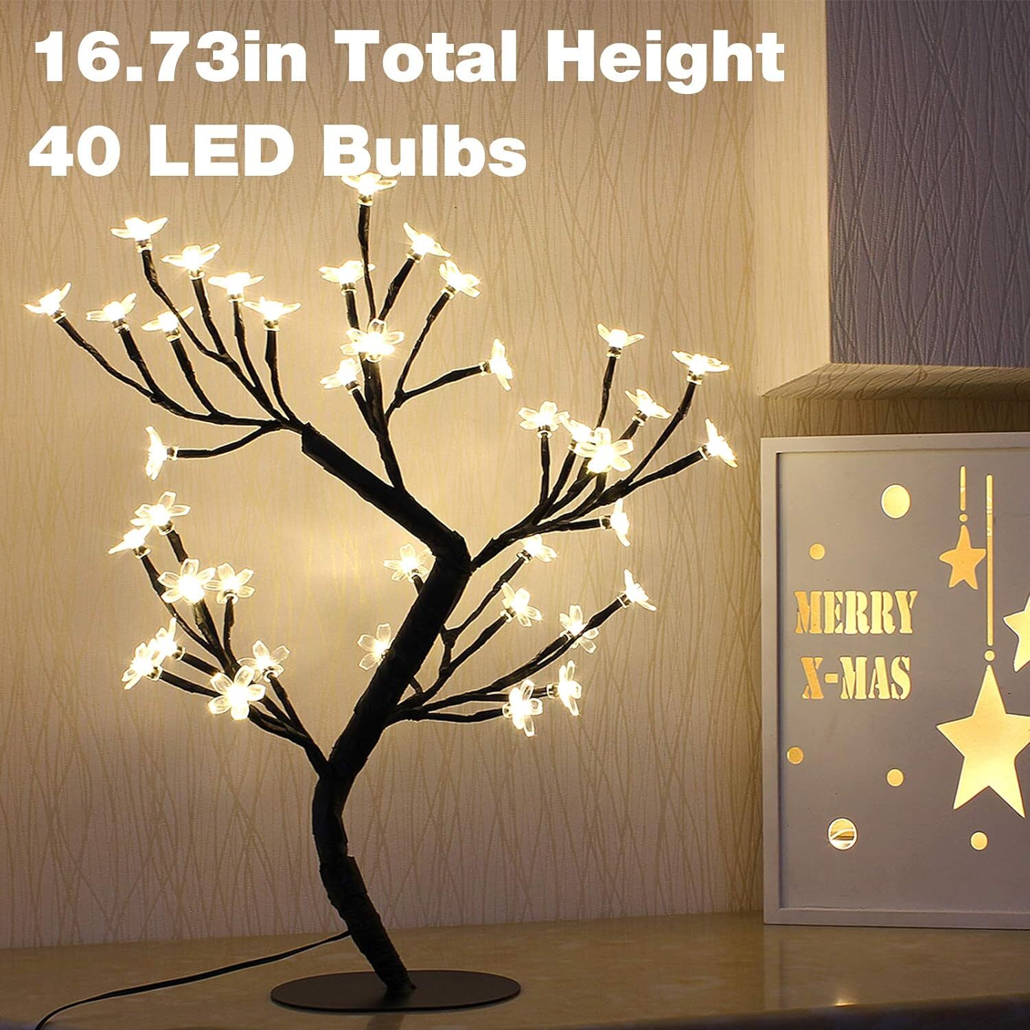 Cherry Blossom Tree Lamp 17″ 40 LED Lights USB Operated Party, Wedding Décor